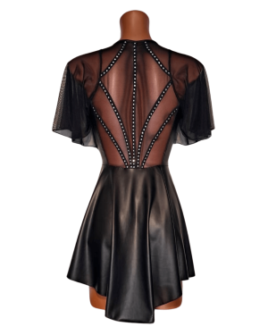 robe babydoll en wetlook et strass, collection Electra Star, OutX, sur mannequin de dos