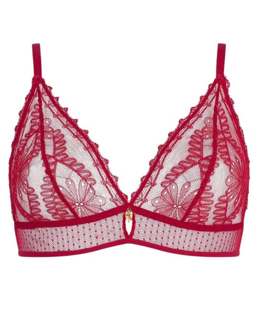 soutien-gorge triangle Mystery of Love, rouge, Aubade Lingerie, devant, fond blanc