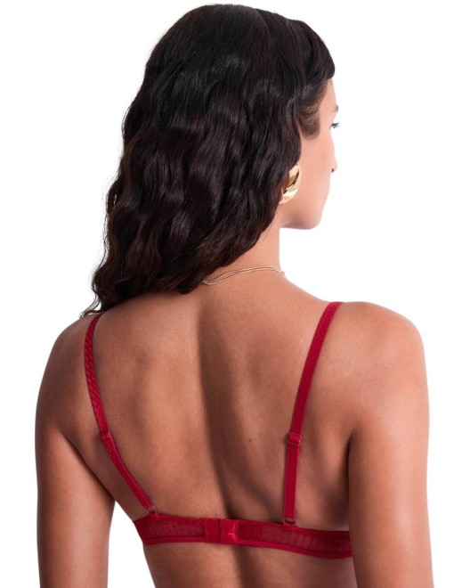 soutien-gorge triangle Mystery of Love, rouge, Aubade Lingerie, zoom dos, fond blanc