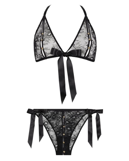 ensemble triangle et mini-coeur, Boîte à désir Lace Insomnia, Aubade Lingerie, devant