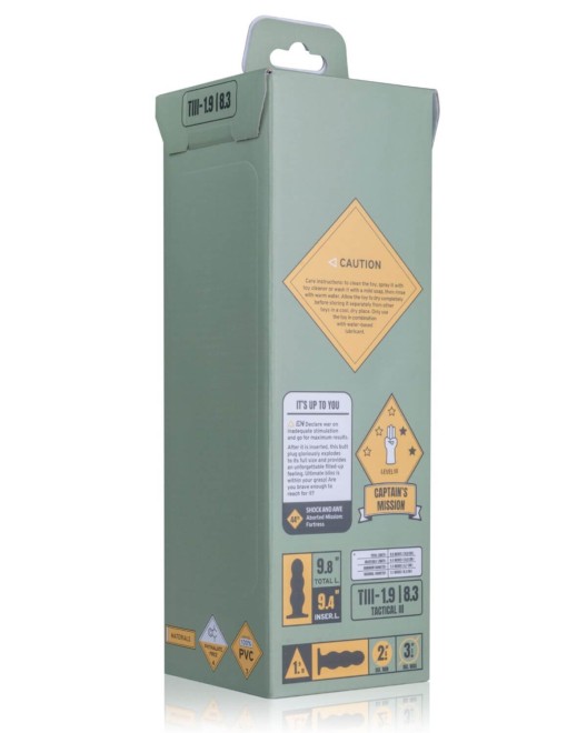 plug anal ventousé XXL, Dildo Tactical III, Buttr, noir, boîte de dos