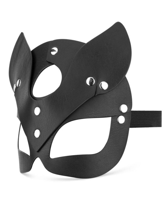 masque chat en cuir Kinky Kitty, noir, Bedroom Fantasies, de côté
