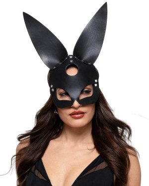 masque lapin sexy en cuir, noir, Bold Bunny, Bedroom Fantasies, sur mannequin