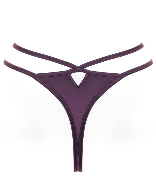 string taille haute Venus, violet, Prelude Jolidon, dos sur fond blanc