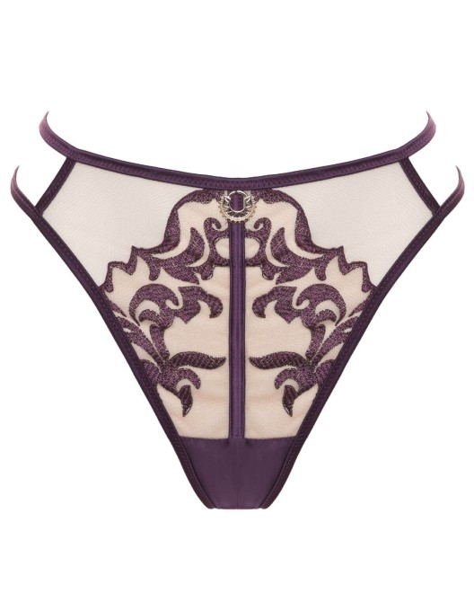 string taille haute Venus, violet, Prelude Jolidon, devant sur fond blanc