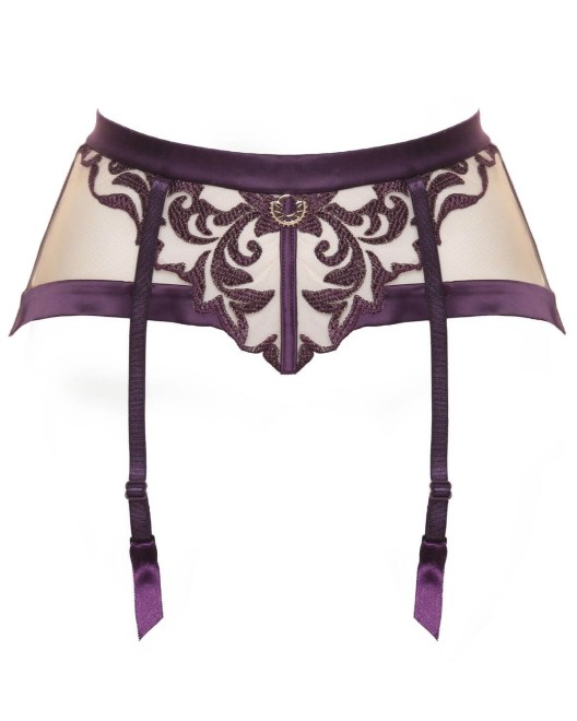 porte-jarretelles Venus, violet, Prelude Jolidon, devant sur fond blanc