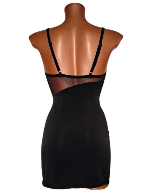 mini robe à bretelles et strass, noire, collection Dana, OutX, vue de dos