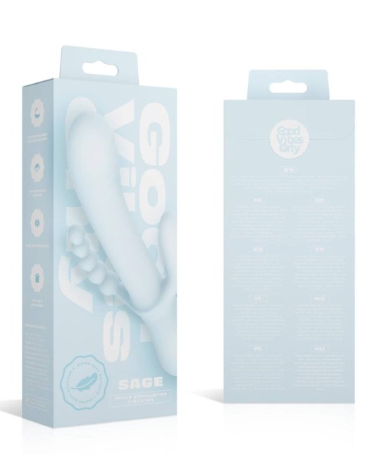 vibromasseur rabbit triple stimulation Good Vibes, bleu, boîte