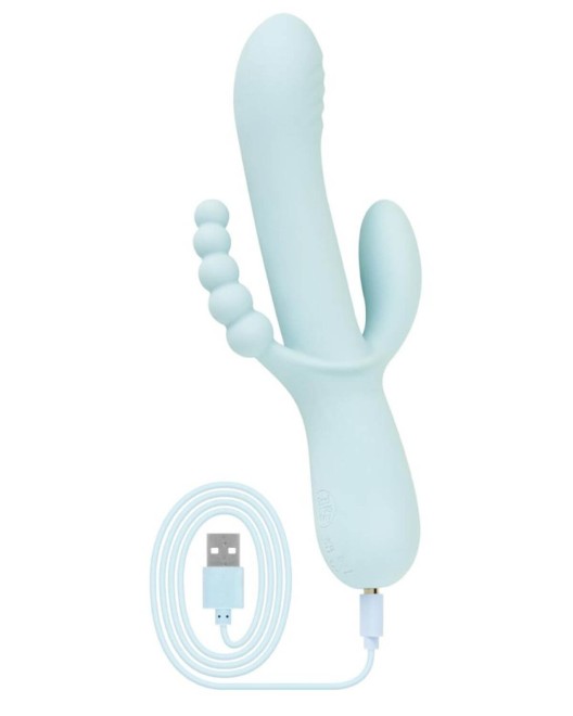 vibromasseur rabbit triple stimulation Good Vibes, bleu, avec câble de chargement