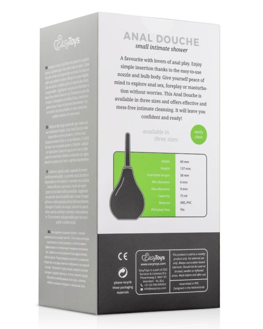poire de lavement anal, noire, EasyToys, boîte de dos