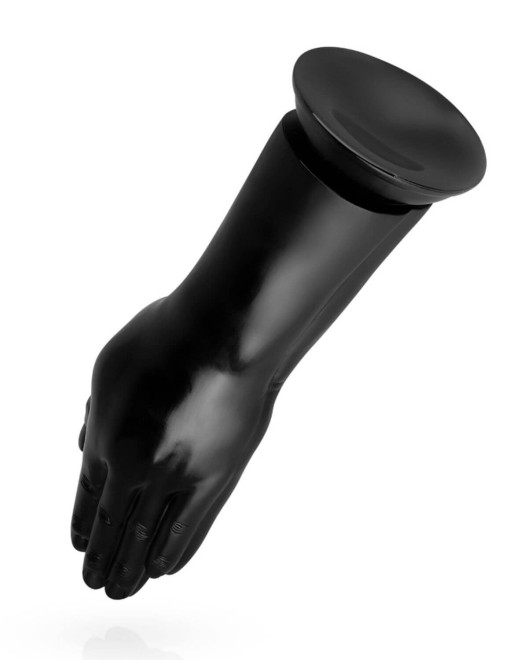 gode fisting à ventouse, Double Trouble, Buttr, noir, détail ventouse