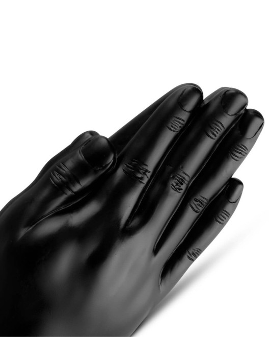 gode fisting à ventouse, Double Trouble, Buttr, noir, zoom doigts