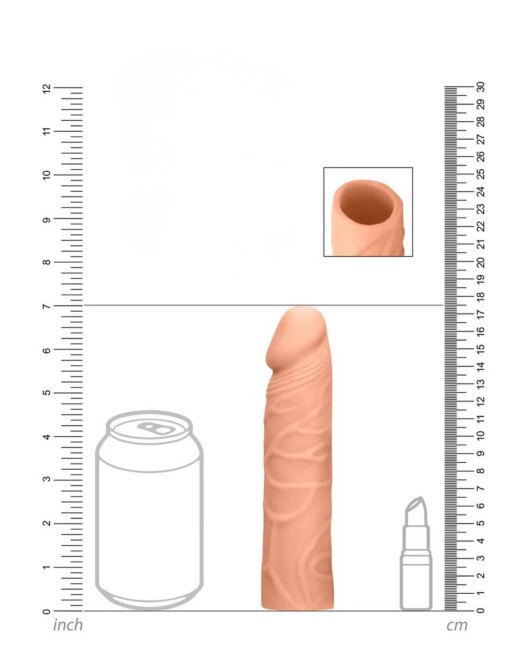 gaine de pénis réaliste, RealRock, chair, guide taille