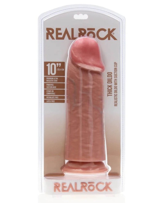 gode ventouse réaliste XL, RealRock, chair, devant boîte