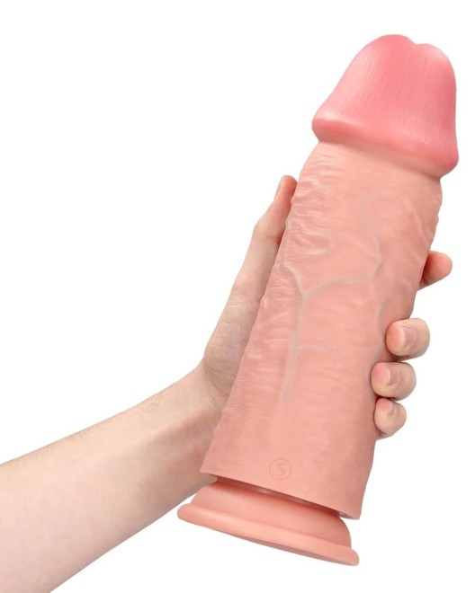 gode ventouse réaliste XL, RealRock, chair, tenu dans une main