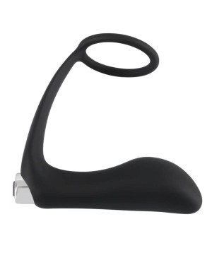 plug vibrant avec anneau de pénis, noir, Black Velvets, vue de profil