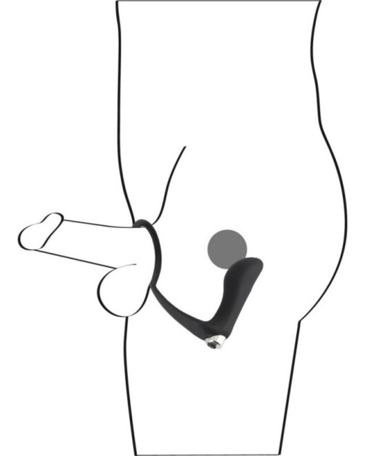 plug vibrant avec anneau de pénis, noir, Black Velvets, schéma utilisation