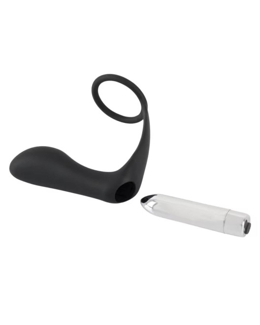 plug vibrant avec anneau de pénis, noir, Black Velvets, moteur