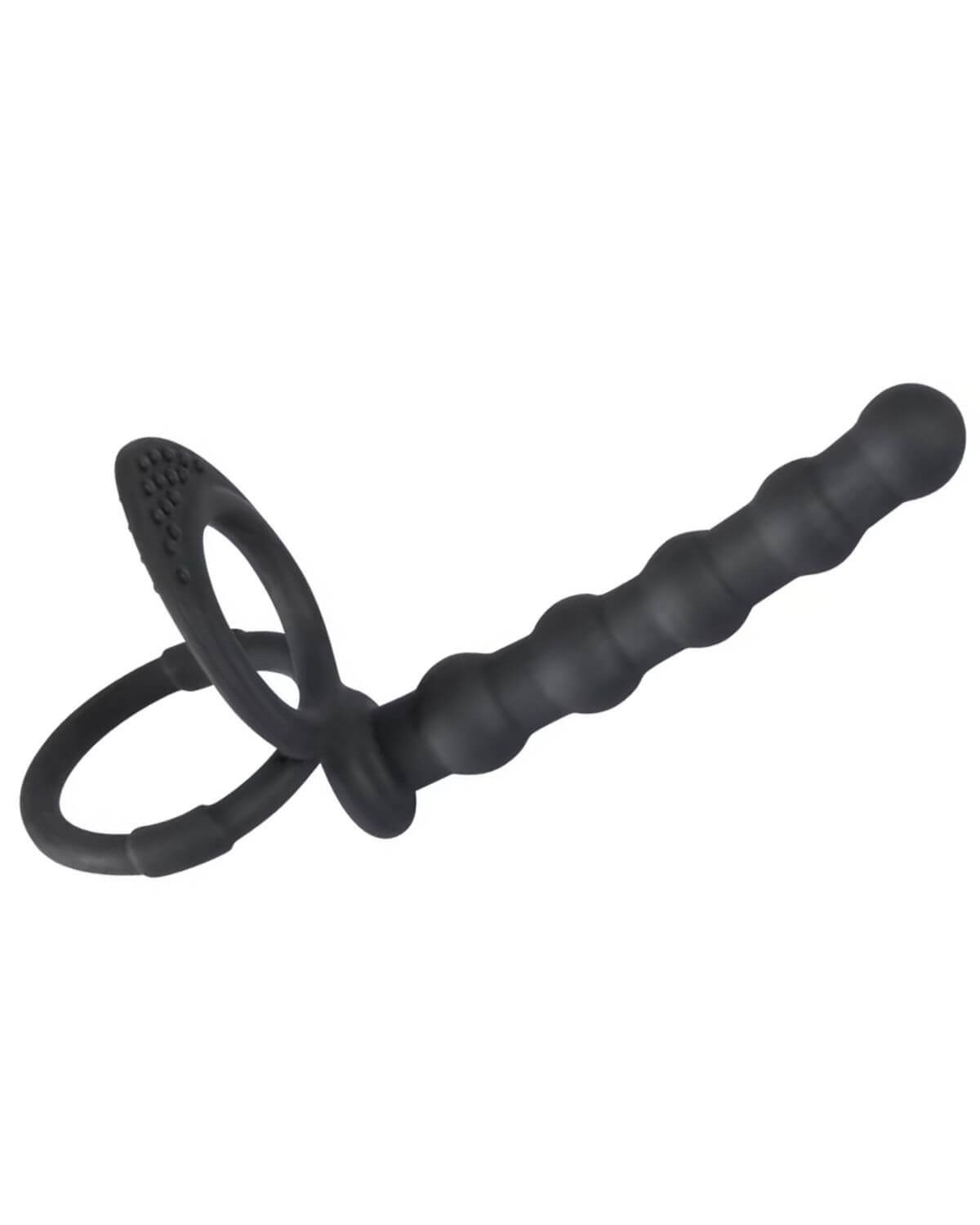 anneau pénien pour couple à perles anales, Black Velvets, noir, profil