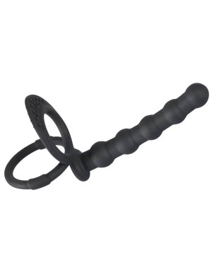 anneau pénien pour couple à perles anales, Black Velvets, noir, profil