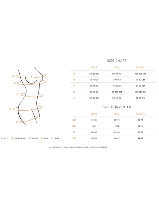 body Luiza, noir, Obsessive, guide des tailles