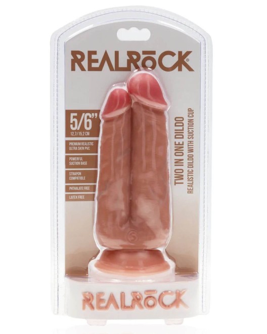 dildo réaliste à ventouse double pénétration, RealRock, devant boîte