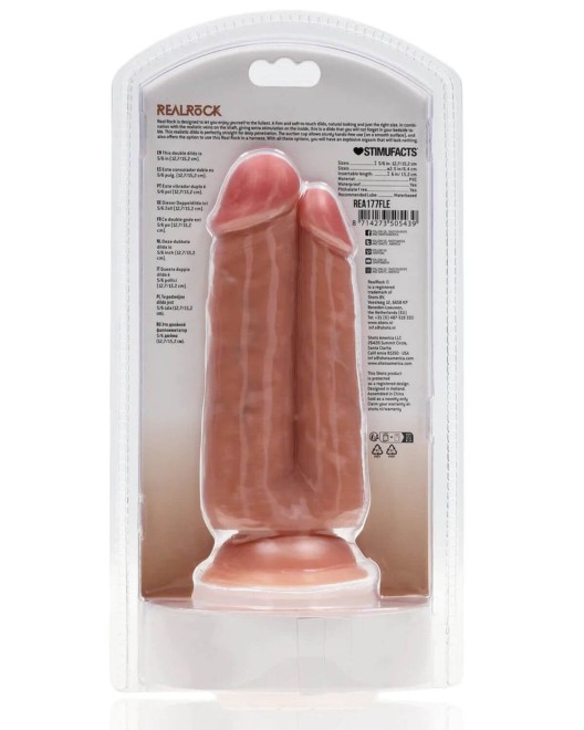dildo réaliste à ventouse double pénétration, RealRock, dos boîte