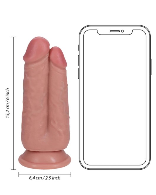 dildo réaliste à ventouse double pénétration, RealRock, taille