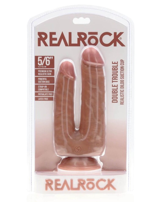 gode réaliste double pénétration à ventouse, RealRock, devant boîte