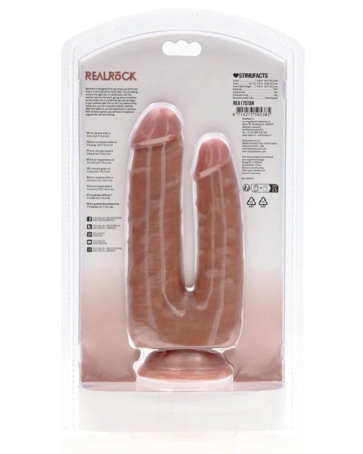 gode réaliste double pénétration à ventouse, RealRock, dos boîte