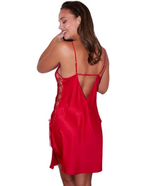 nuisette en satin et dentelle rouge Poupée, Valege Lingerie, vue de dos