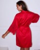 kimono en satin et dentelle rouge Poupée, Valege Lingerie, mannequin dos