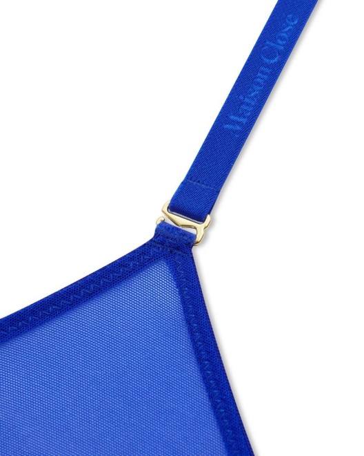 soutien-gorge triangle Corps à Corps Néon, bleu, Maison Close, zoom bretelles