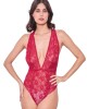 body dentelle décolleté plongeant, rouge, collection exclusive Paradise Boutik, vue devant