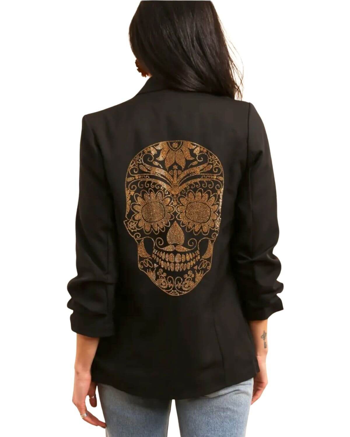 veste blazer noire à strass, collection Paradise Boutik, vue de dos