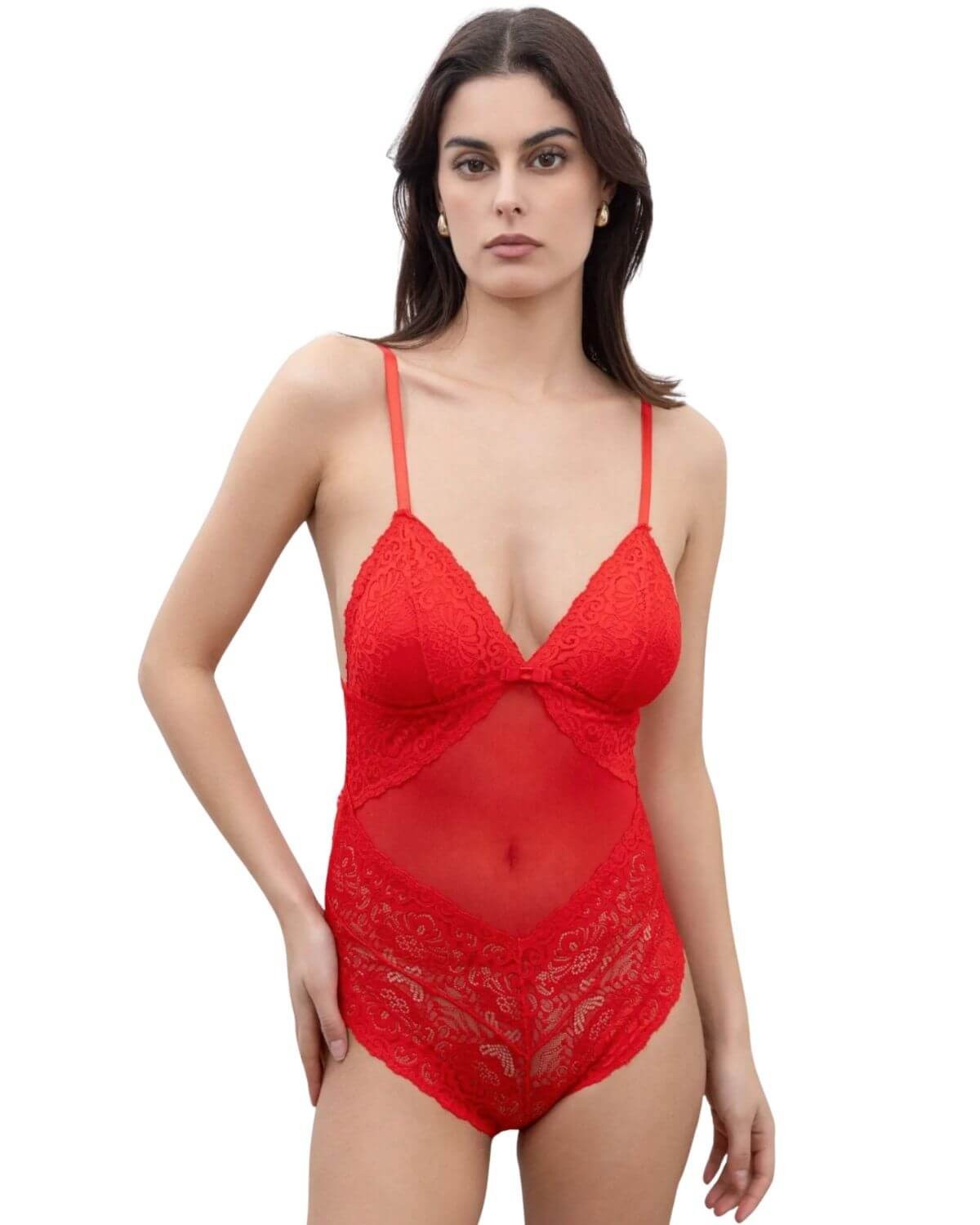 body sexy dos nu, rouge, vue de face