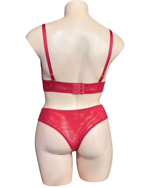 ensemble sexy en dentelle grande taille, rouge, collection Paradise Boutik, vue dos
