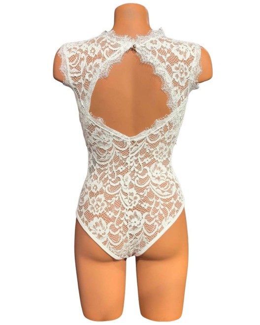 body dentelle dos nu blanc, Collection exclusive Paradise Boutik, sur mannequin de dos