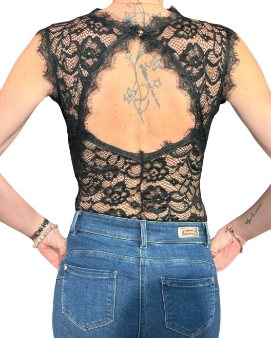 body dentelle dos nu noir, Collection exclusive Paradise Boutik, vue dos