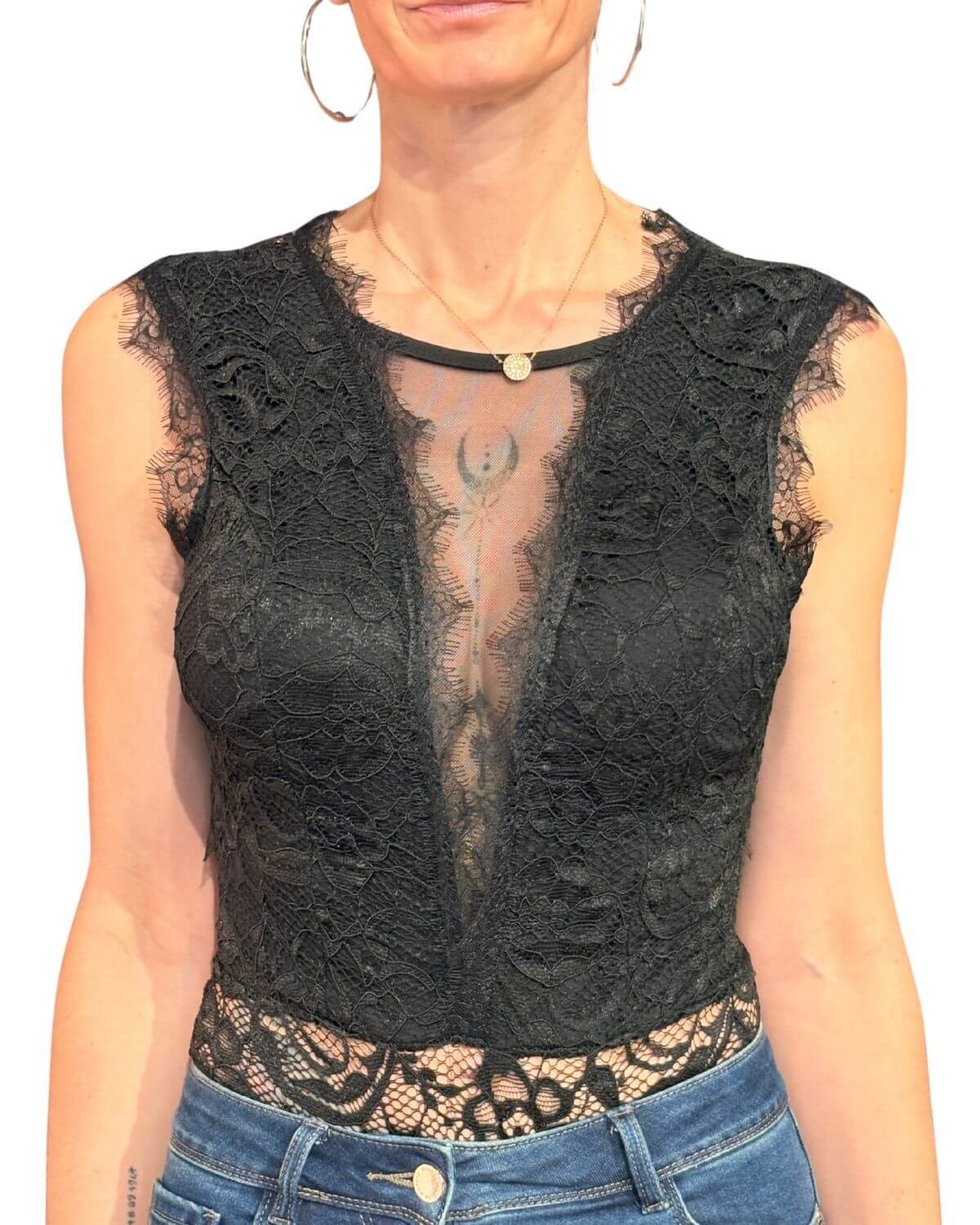 body dentelle dos nu noir, Collection exclusive Paradise Boutik, vue devant