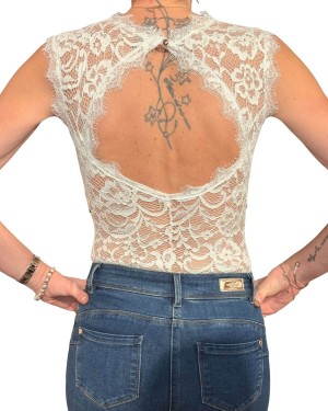 body dentelle dos nu blanc, Collection exclusive Paradise Boutik, vue de dos