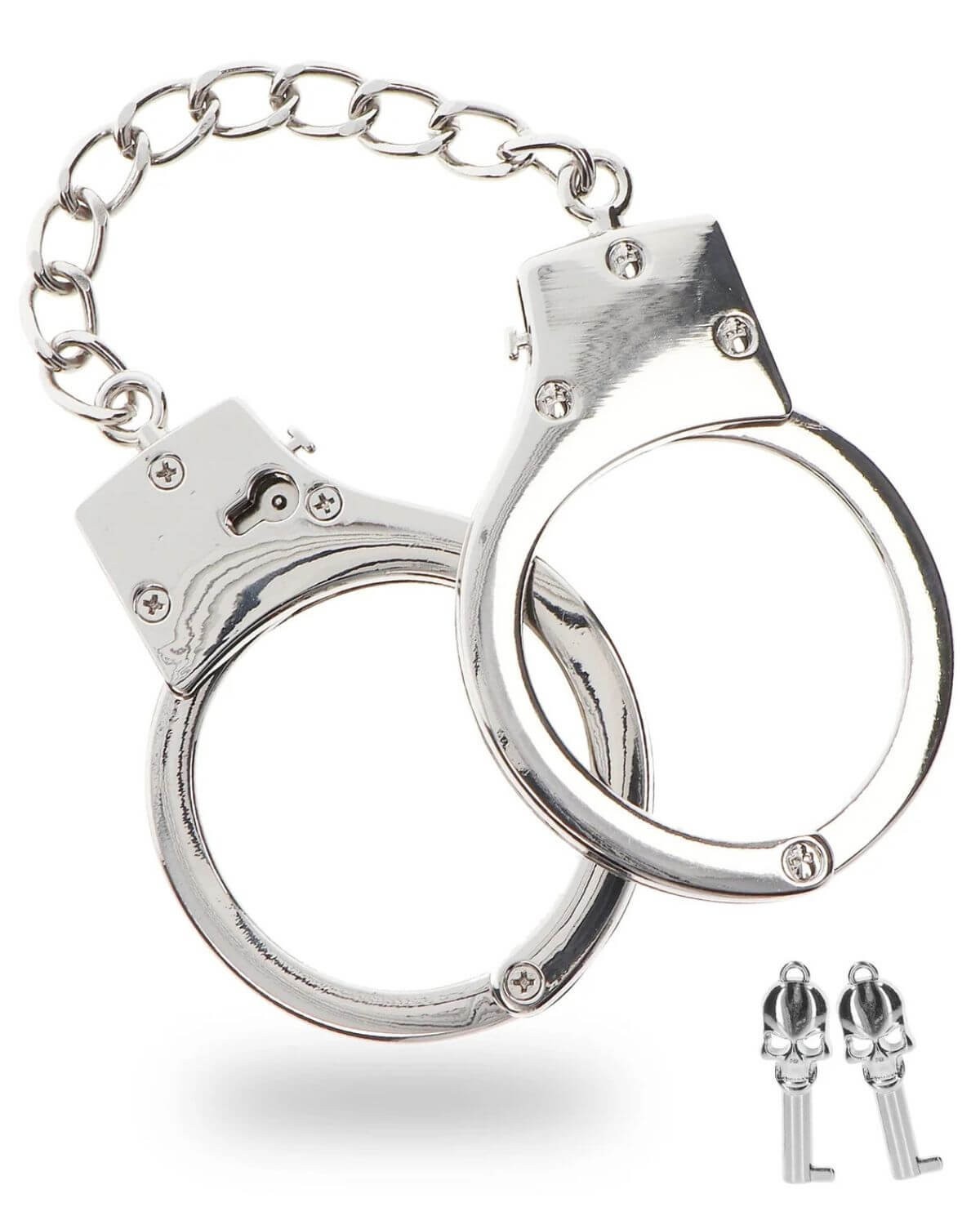 menottes bdsm avec clés en argent plaqué, Taboom, vue de face