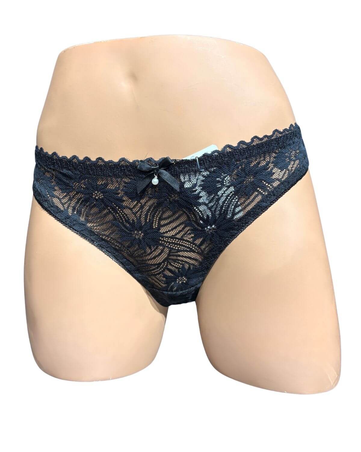 tanga en dentelle noir, Collection Paradise Boutik, vue de face