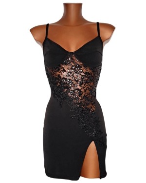 robe noire à sequins Bea, OutX, vue devant