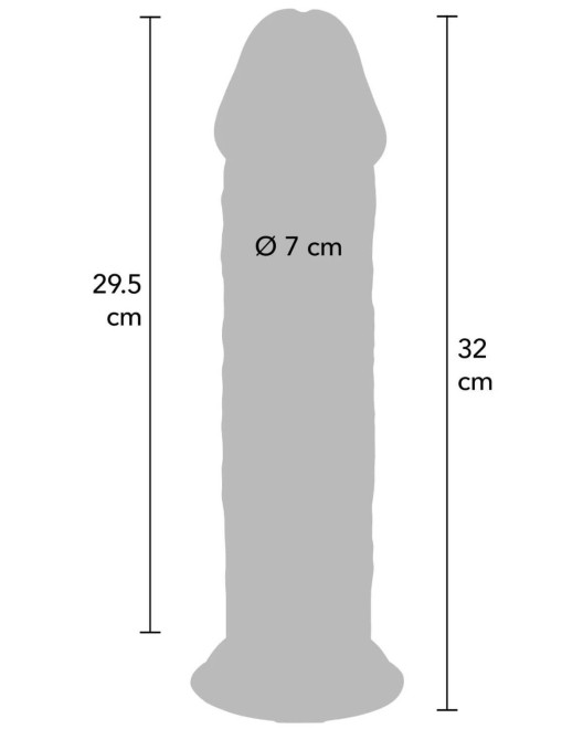 gode ventouse réaliste double densité, Get real deluxe 32 cm, Toyjoy, guide taille
