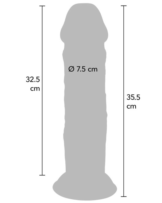 gode ventouse réaliste double densité, Get real deluxe, 35,5 cm, ToyJoy, guide taille