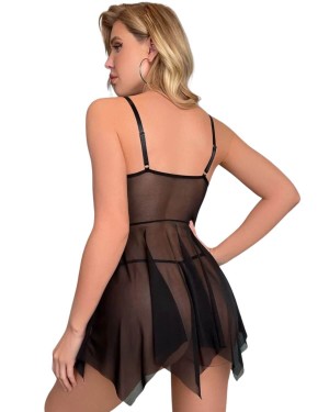 nuisette babydoll transparente, noire, collection Paradise Boutik, vue dos