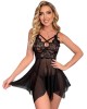 nuisette babydoll transparente, noire, collection Paradise Boutik, vue devant