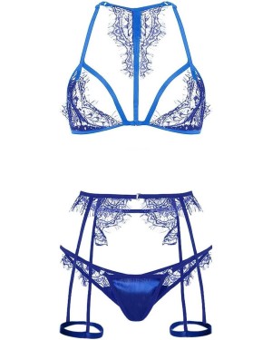ensemble lingerie en dentelle, bleu, collection exclusive Paradise Boutik, devant