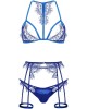 ensemble lingerie en dentelle, bleu, collection exclusive Paradise Boutik, devant